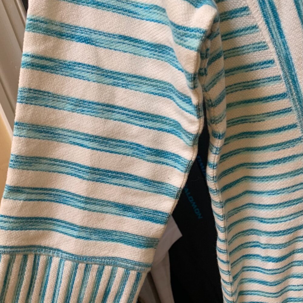 Soft Surroundings Tunic Stripe Briza Stripe Tunic Sz Large Blue White 3/4 Sleeve - Picture 3 of 4